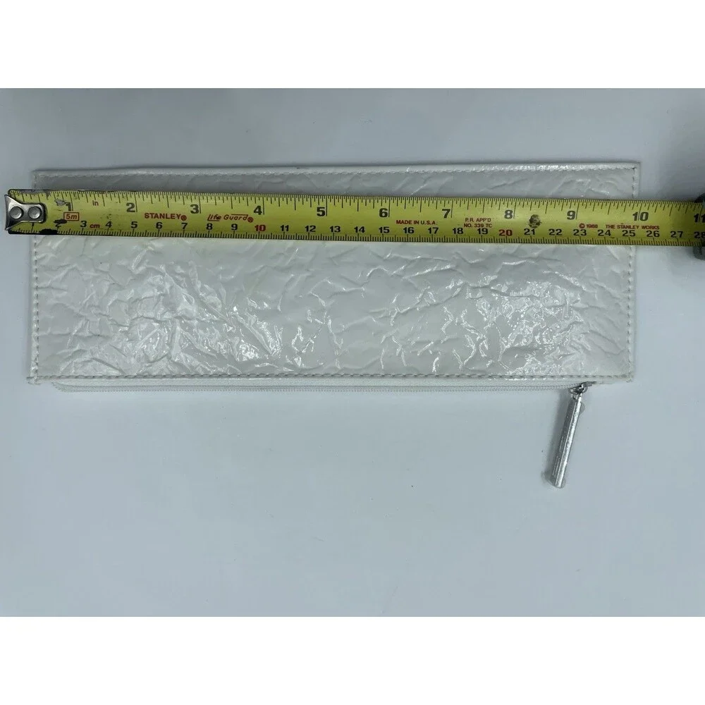 MAC Cosmetics White Faux Leather Makeup Pouch * 13 x 3.5